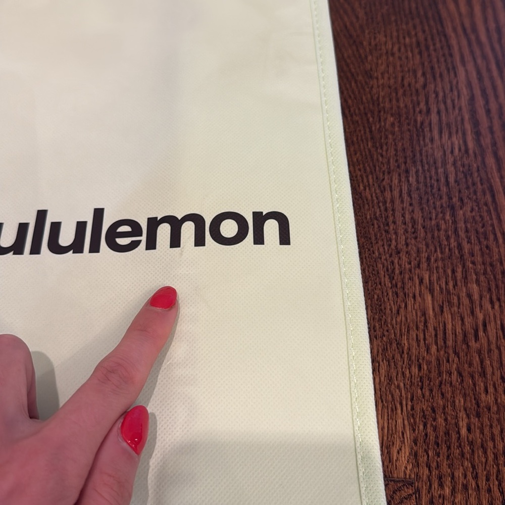 Lululemon Light Green Yellow Black Large Reusable Shopping Tote Bag - Picture 7 of 10